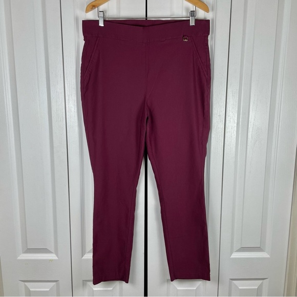Rafaella Pants - Rafaella Slim Ankle Trouser Pants Women’s 16 Burgundy Stretch Pull on Career
